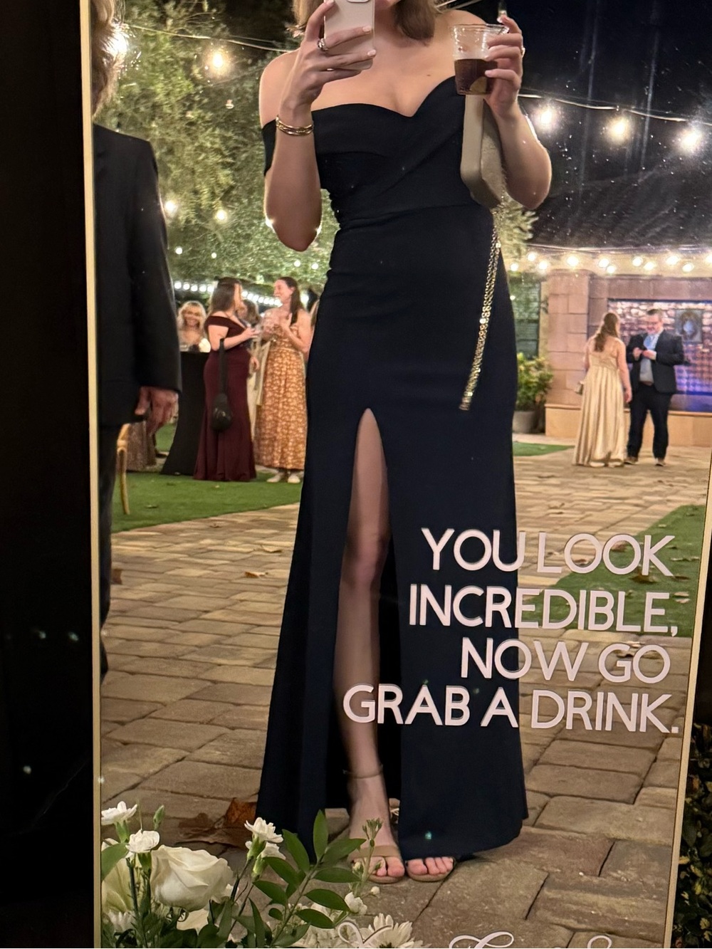 Lulus Formal Navy Off-Shoulder Dress